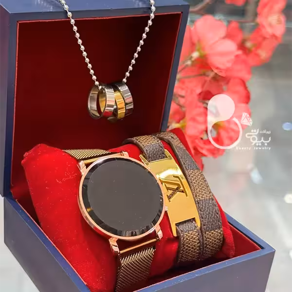 ست ساعت و‌ گردنبند مردانه