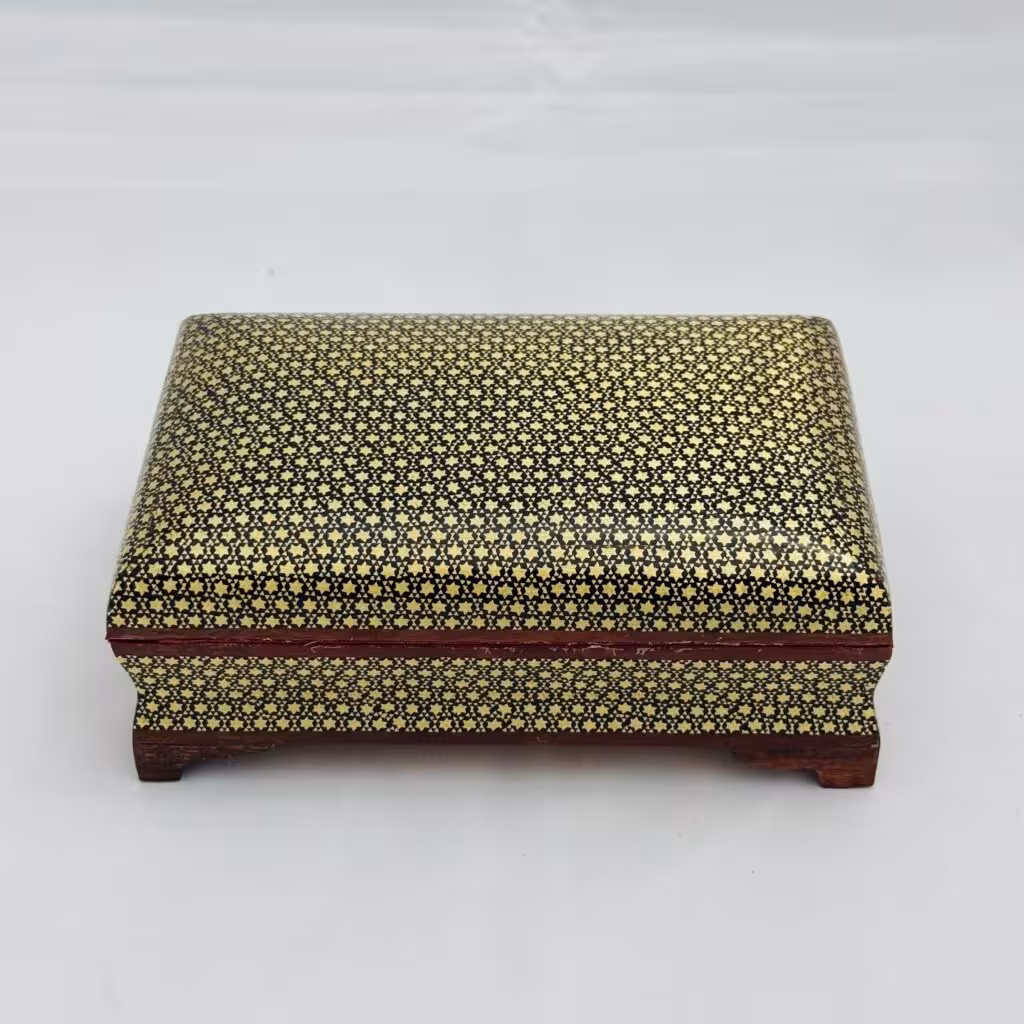 جعبه خاتم کاری مدل کهکشانی بغل کاس مشکی 10در16