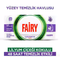 دستمال مرطوب چند منظوره سطوح فیری Fairy رایحه لوندر بسته 100 عددی