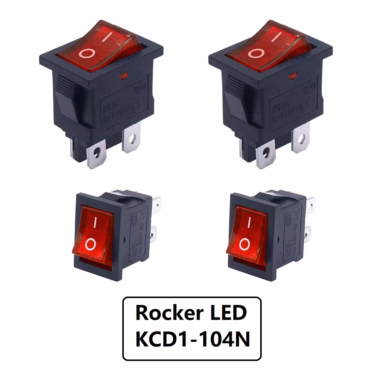 کلید راکر متوسط دو حالت 4 پایه KCD1-104N چراغ دار