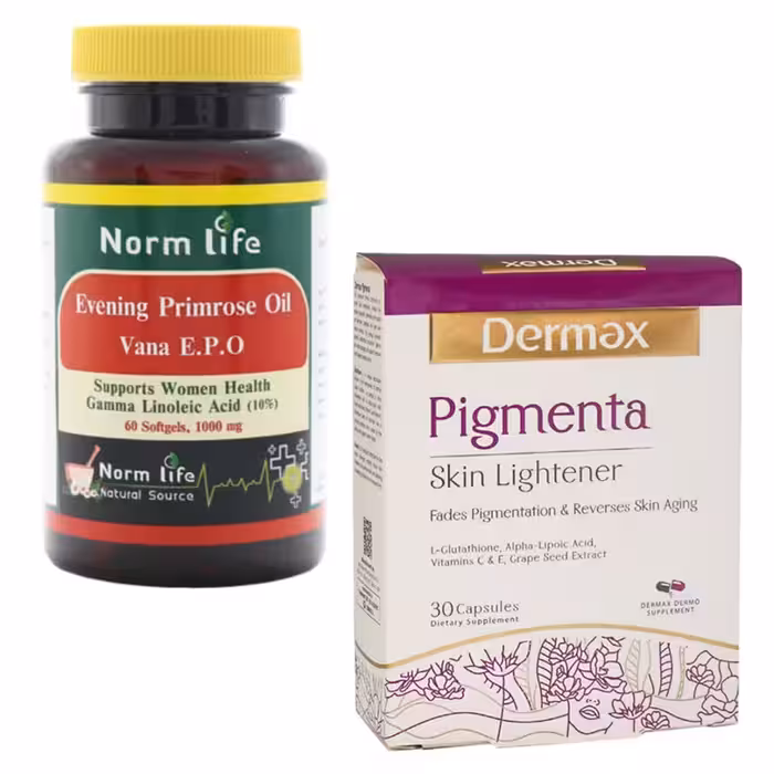 پک سافت ژل روغن گل مغربی نورم لایف و کپسول پیگمنتا درمکس