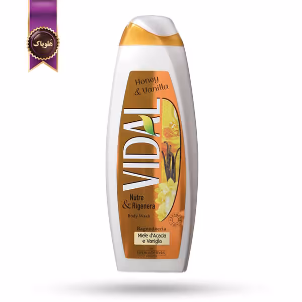 شامپو بدن ژلی ویدال Vidal مدل با عصاره عسل و وانیل Honey & Vanilla حجم 750 میلی لیتر (اورجینال)