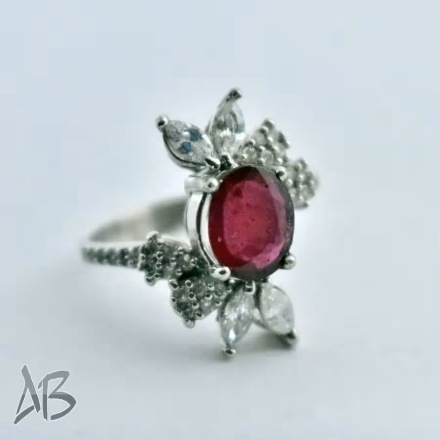 انگشتر  زنانه نقره یاقوت سرخ فاخر و بسیار جذاب کد 328 آقابزرگ