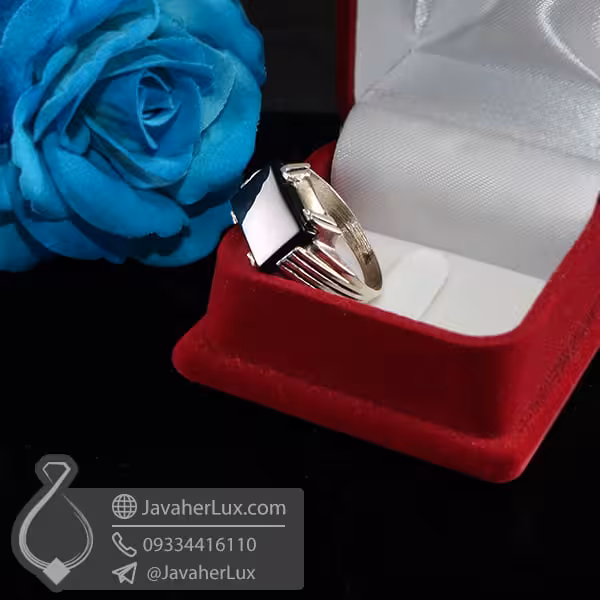 انگشتر نقره مردانه عقیق سیاه _ کد : 100680