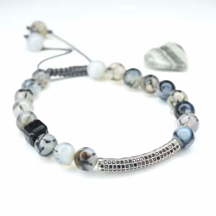 دستبند شجر وعقیق مکعبی کد 310191