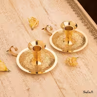 شمعدان جفت برنجی و طلایی مدل پیلوت