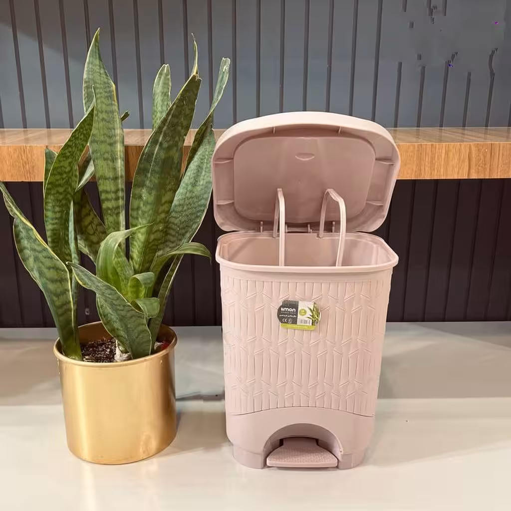 سطل پدالی7 لیتر چهارگوش بامبو لیمون