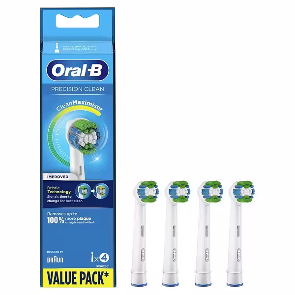 سری یدک مسواک برقی اورال-بی مدل PRECISION CLEAN بسته 4 عددی