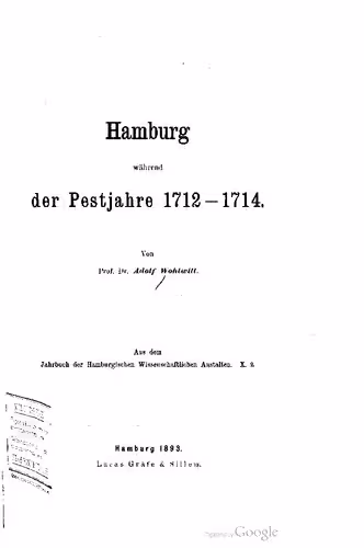 خرید و دانلود نسخه کامل کتاب Hamburg während der Pestjahre 1712-1714