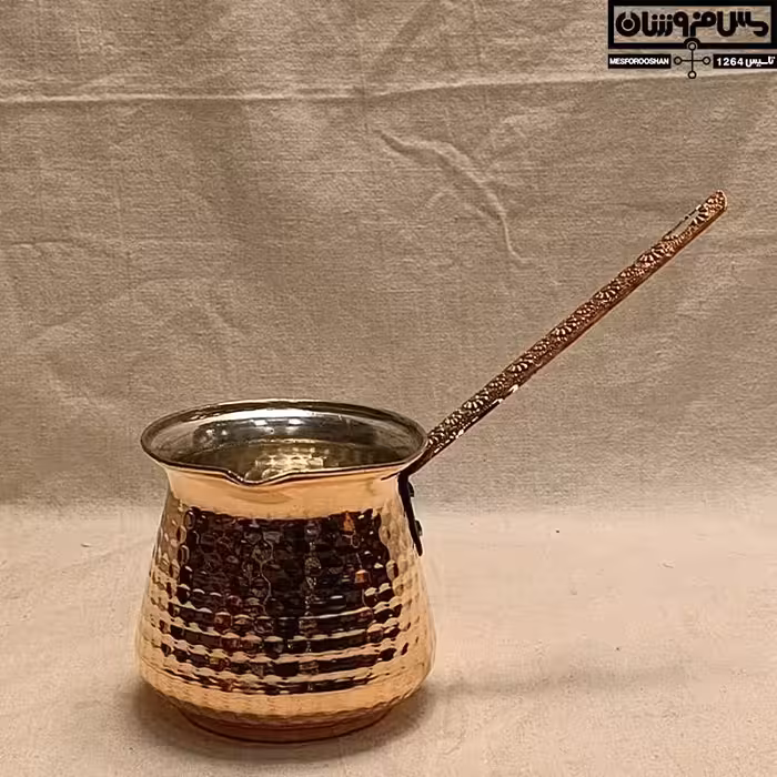 قهوه جوش مسی چکشی شکمی دسته مسی نانو |سایز 1 _ 100cc | مدل ماکیاتو