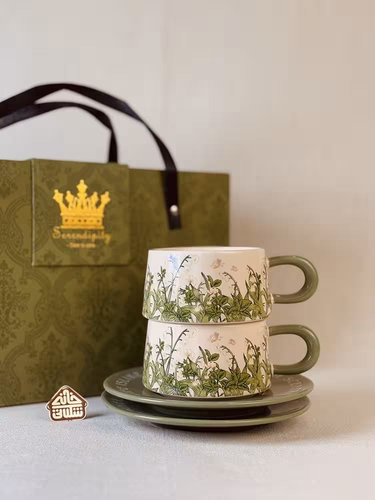 ست دوعددی فنجون و زیرفنجونی سبز کد002873