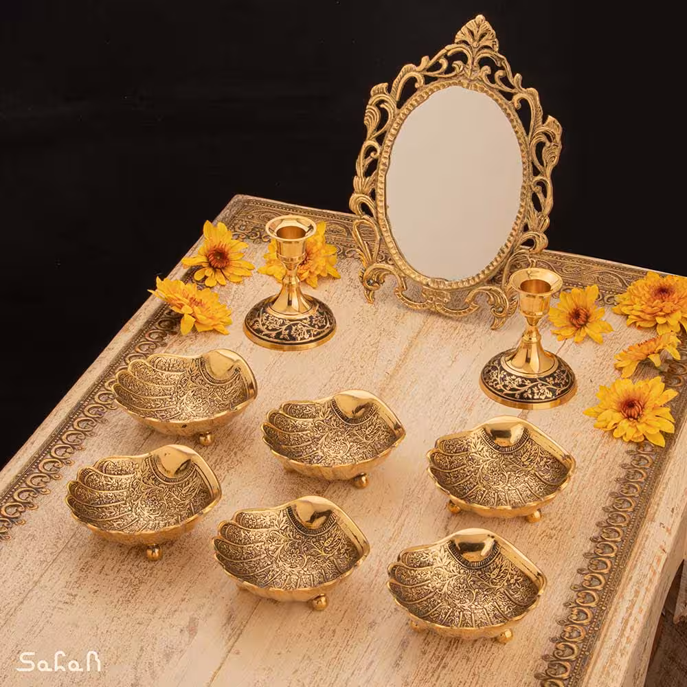 ست هفت سین برنجی آنتیک کد 1149