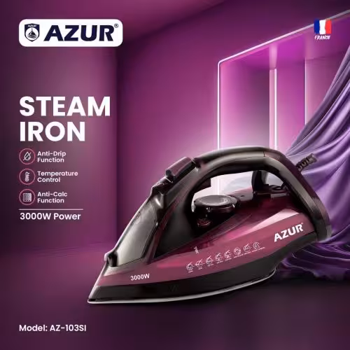 اتو بخار آزور تحت لیسانس فرانسه AZUR مدل AZ-103SI - با قدرت 3000 وات و سیستم ضد رسوب خودکار