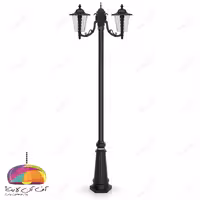 چراغ پارکی دو شعله مدل اطلس شاخه کلاسیک پایه سرو شب تاب