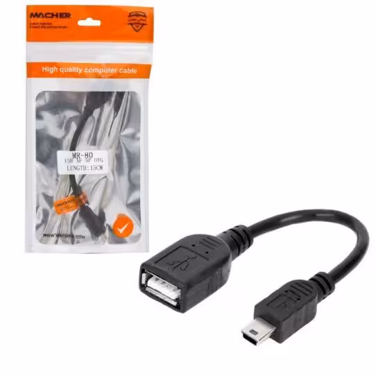 کابل 5پین Mini USB OTG (5pin) طول 15 سانتی متر مچر (Macher) مدل MR-80 کد 156