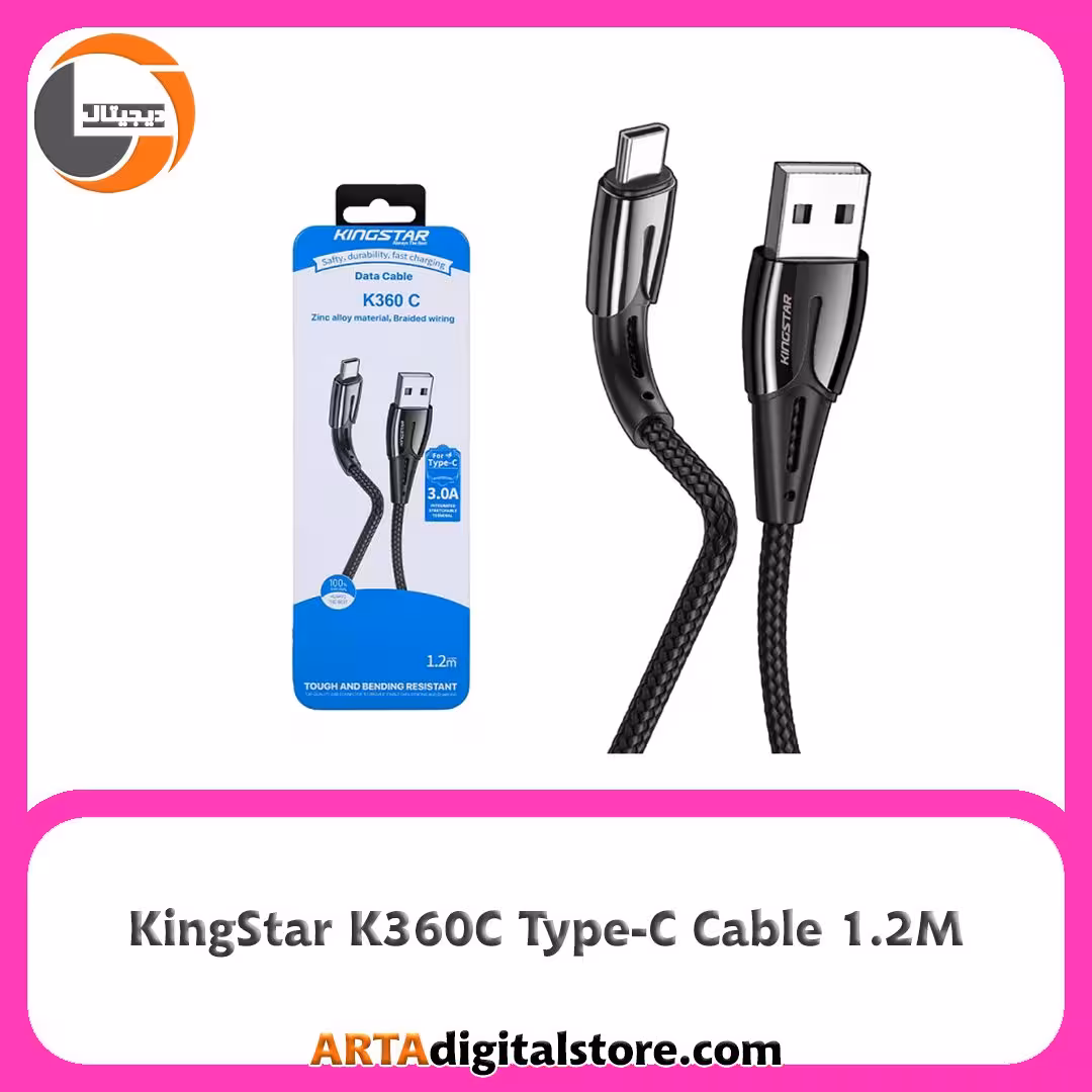 کابل KingStar K360C Type-C Cable Black طول 1.2M