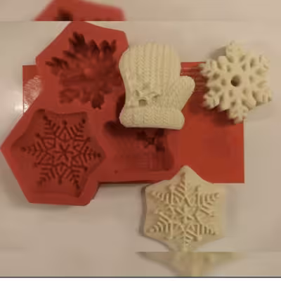 قالب شکلات مدل مالد فوندانت طرح مولد برف و دستکش زمستانی مجموعه 3 عددی