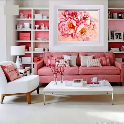 تابلو نقاشی آبرنگ طرح گل صدتومنی کد 032