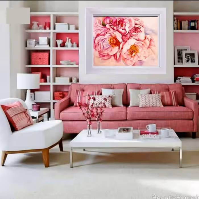 تابلو نقاشی آبرنگ طرح گل صدتومنی کد 032