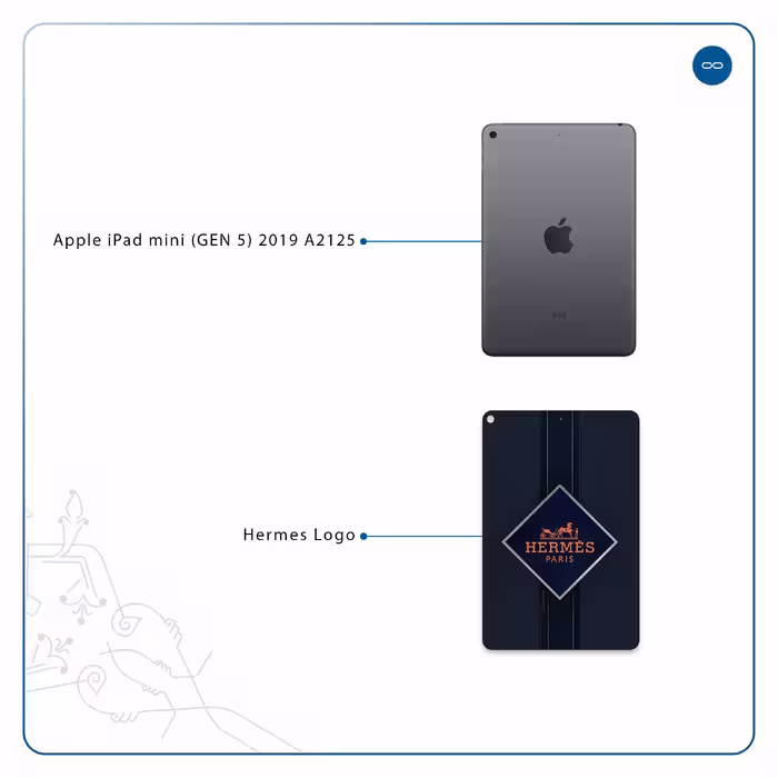 برچسب پوششی ماهوت مدل Hermes-Logo مناسب برای تبلت اپل iPad mini (GEN 5) 2019 A2125
