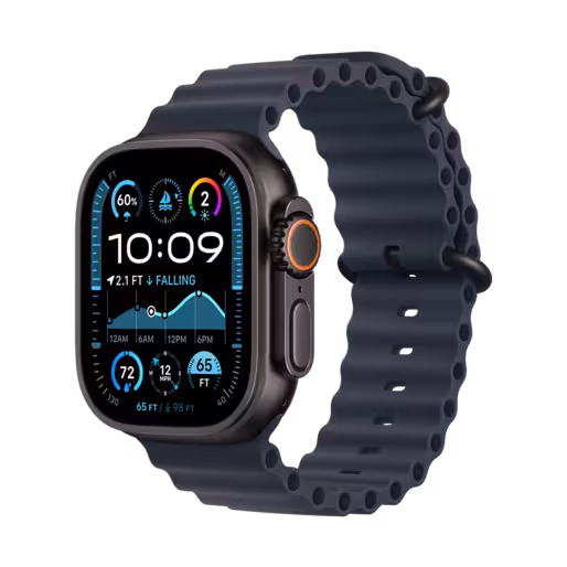 اپل واچ مدل اولترا نسل 2 تیتانیومی مشکی با بند اوشن سرمه ای