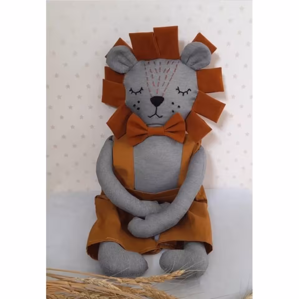 عروسک شیر دستساز پارچه ای 
