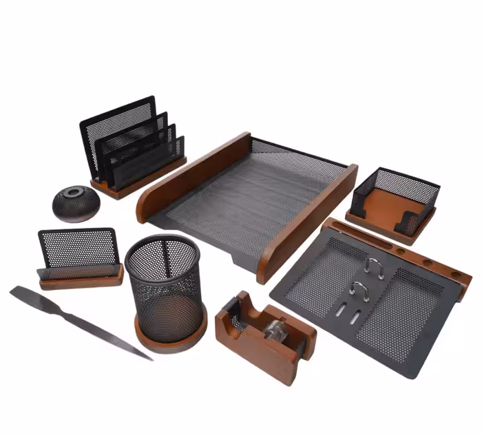 ست رومیزی 9تکه باکازیه چوب وفلز