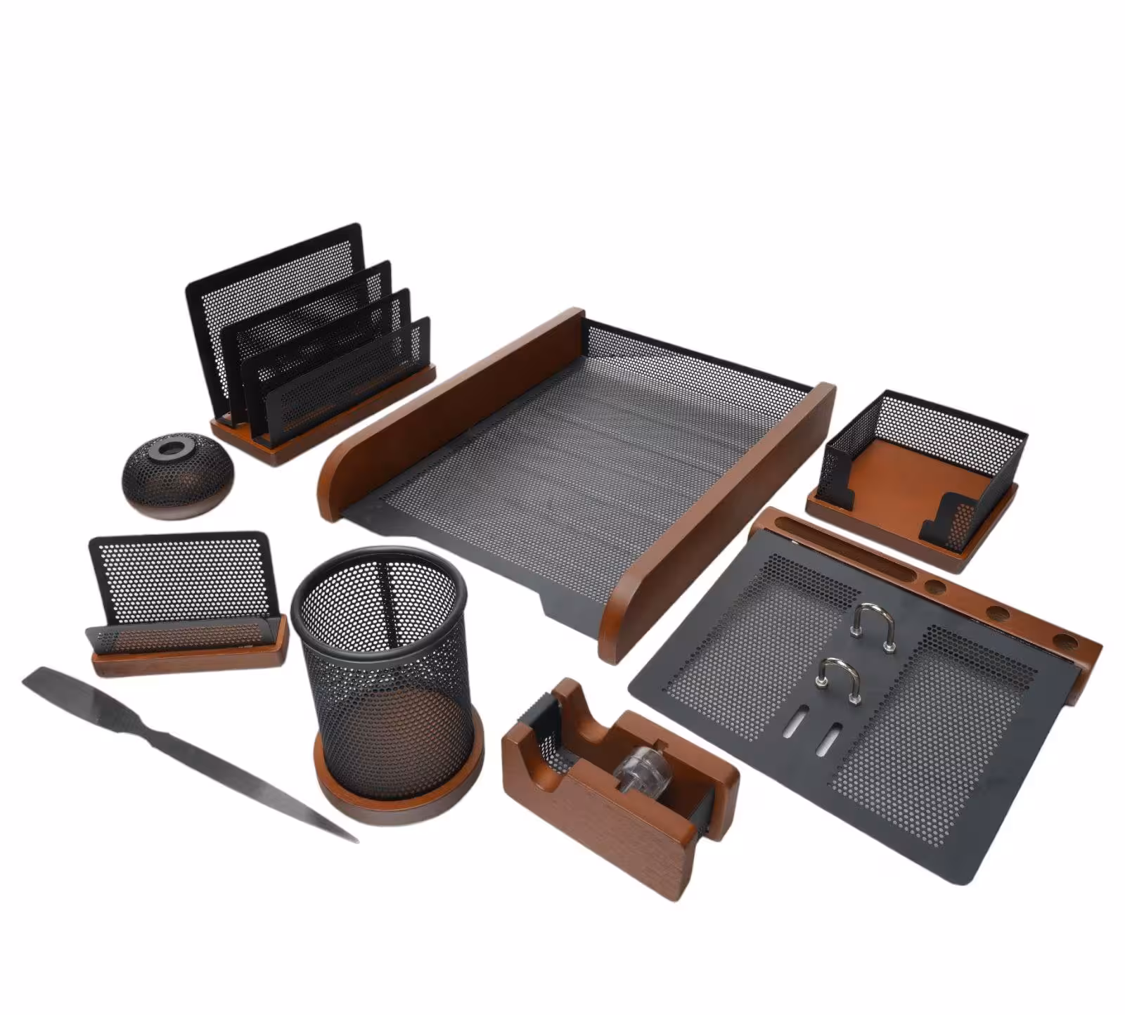 ست رومیزی 9تکه باکازیه چوب وفلز