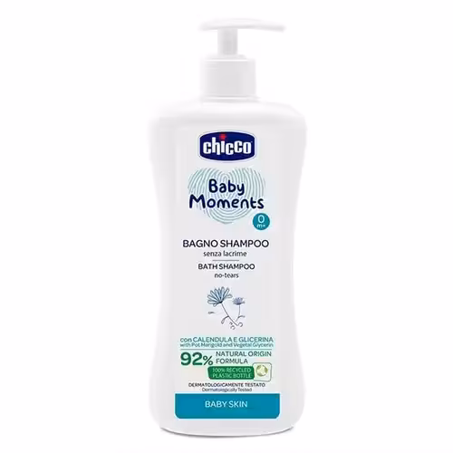 شامپو سر و بدن کودک ایتالیایی چیکو Moments Baby Chicco ارگانیک 92 درصد 750 میل