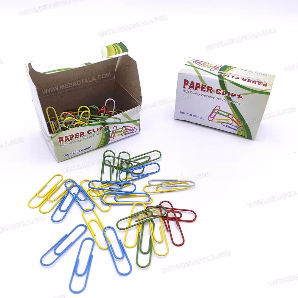 گیره رنگی کاغذ بسته 100 عدد 33 میلیمتری