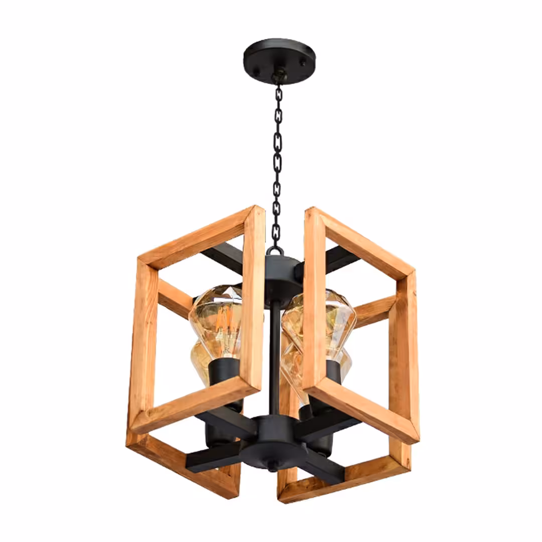 لوستر چوب فلز 4 شعله (500560/4)