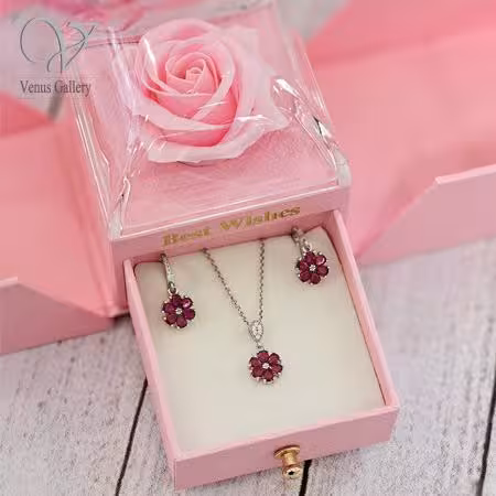 باکس گل رز جاودان با کشوی نگهدارنده زیورآلات کد 9480