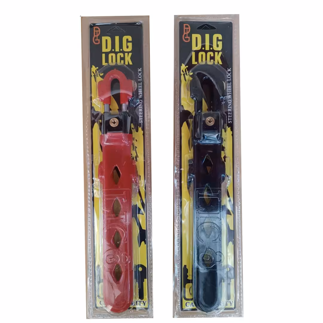 قفل فرمان دوبل برند دیگلاک وارداتی سنگین با کلید ستاره ای چپ