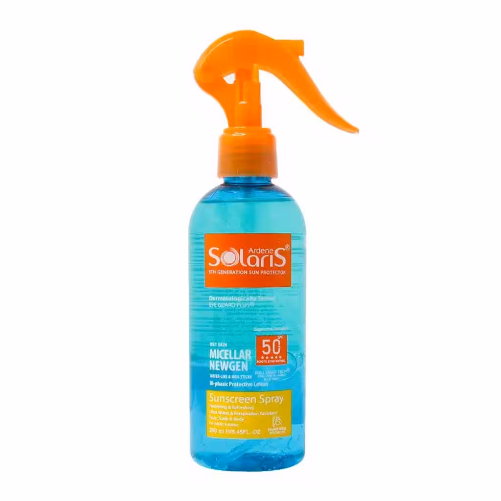 اسپری ضد آفتاب دوفاز میسلار نیوژن SPF50 سولاریس آردن 250 میلی لیتر | Ardene Solaris Micellar Newgen SPF 50 Sunscreen Spray