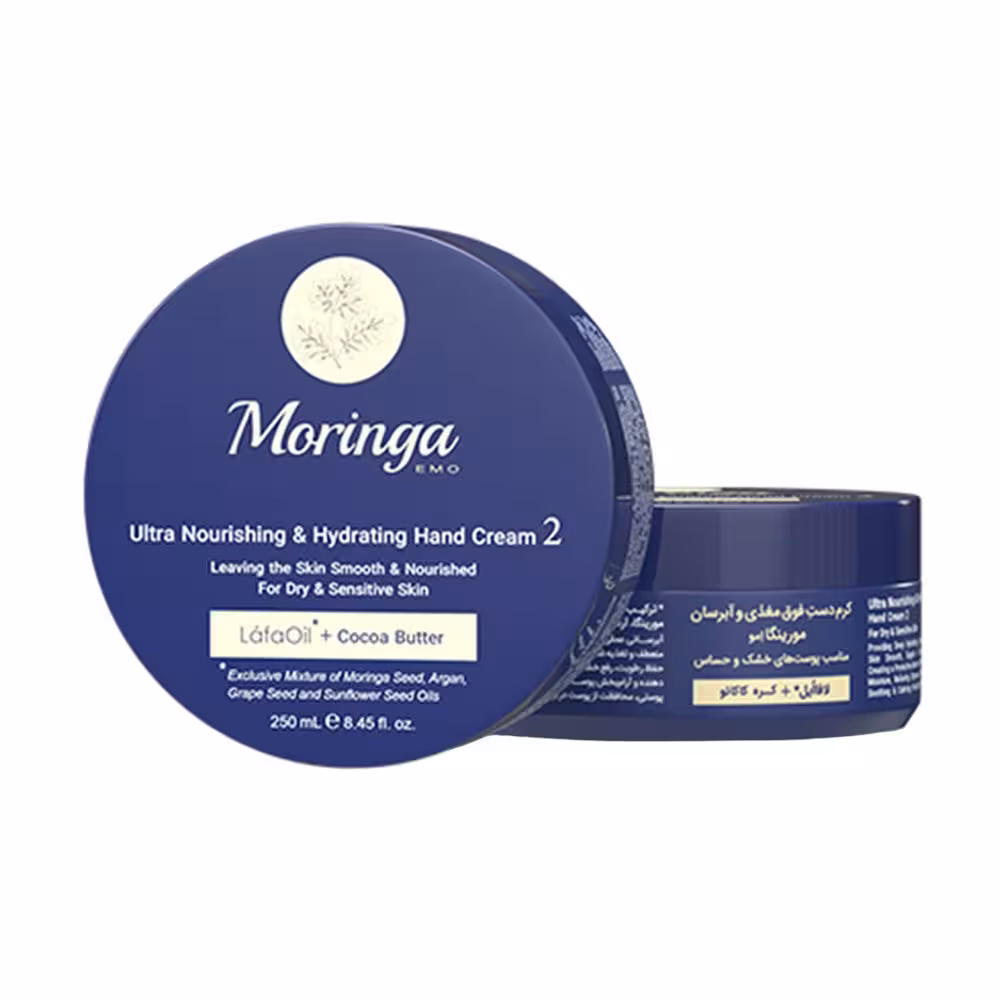 کرم دست فوق مغذی و آبرسان 2 مناسب پوست‌های خشک و حساس مورینگا 250میل