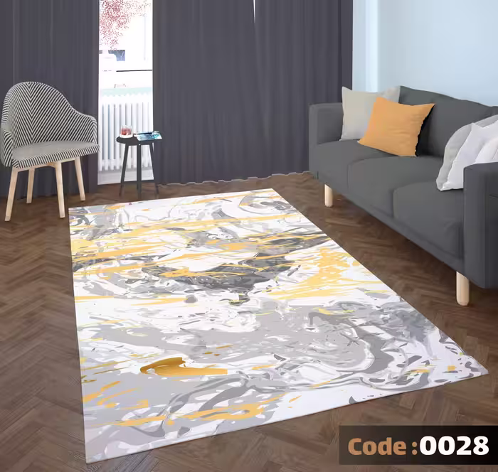 کاورفرش روفرشی دورکشدار گوشه لیفه ای طوسی کرم کد 0028