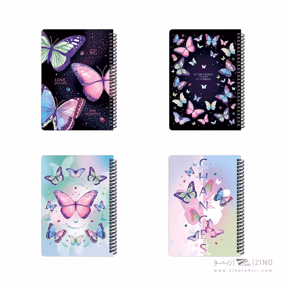 دفتر100برگ وزیری سیمی جلد سخت لانگو سری پروانه کد860