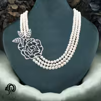 گردنبند مروارید نقره زنانه سه شطه ای مدل KEY 10