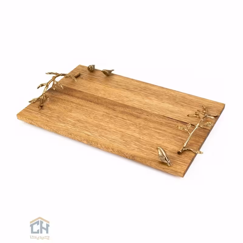 سینی چوب و برنج مستطیل گلدکیش طرح WOOD مدل GK829464