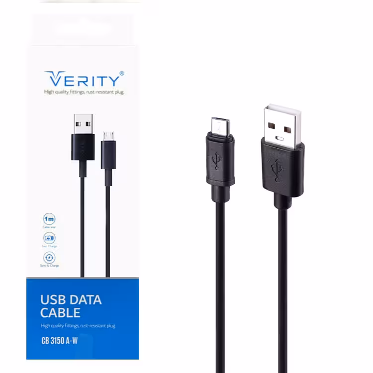کابل دیتا و شارژ اندروید VERITY مدل 3150 مشکی