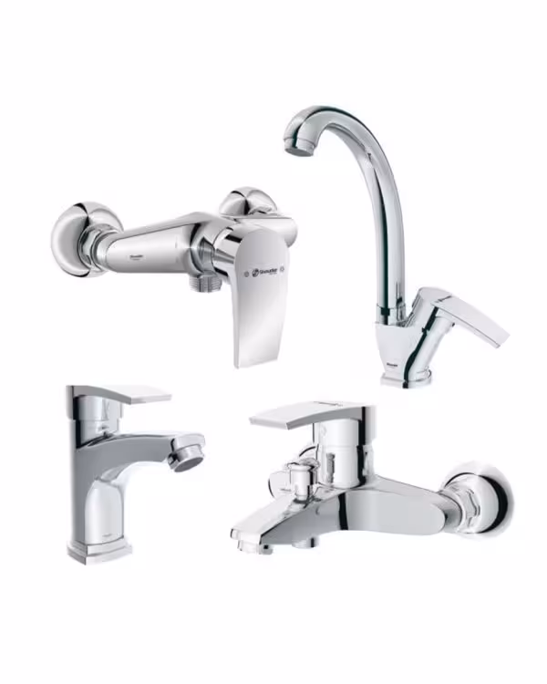 ست چهار تکه شیرآلات شودر مدل پلاس کروم