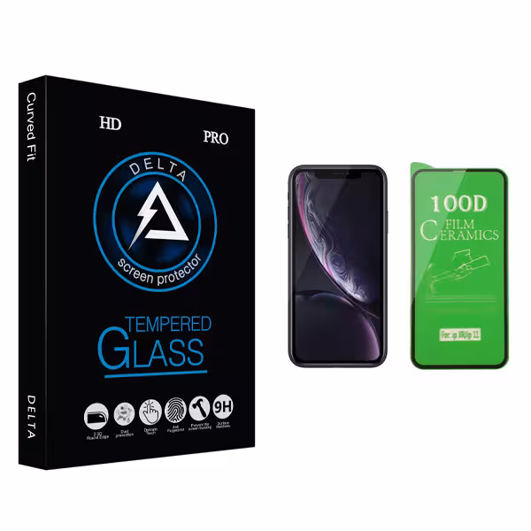 محافظ صفحه نمایش سرامیکی دلتا مدل Fit مناسب برای گوشی موبایل اپل iPhone XR