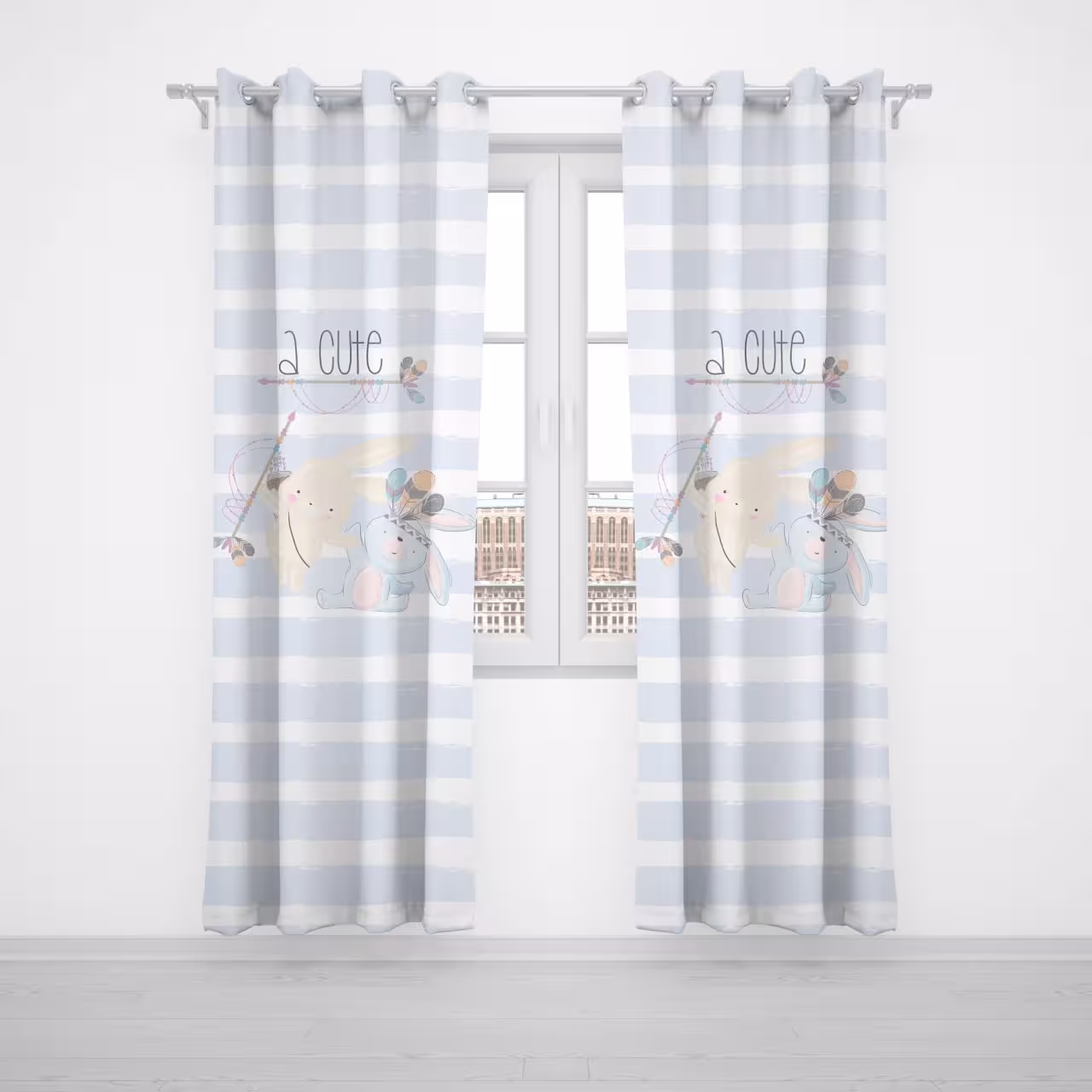 پرده پنلی بچگانه طرح خرگوش کیوت کد A2059