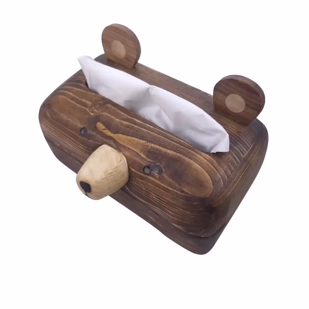 جعبه دستمال چوبی روس طرح خرس کد WD5790