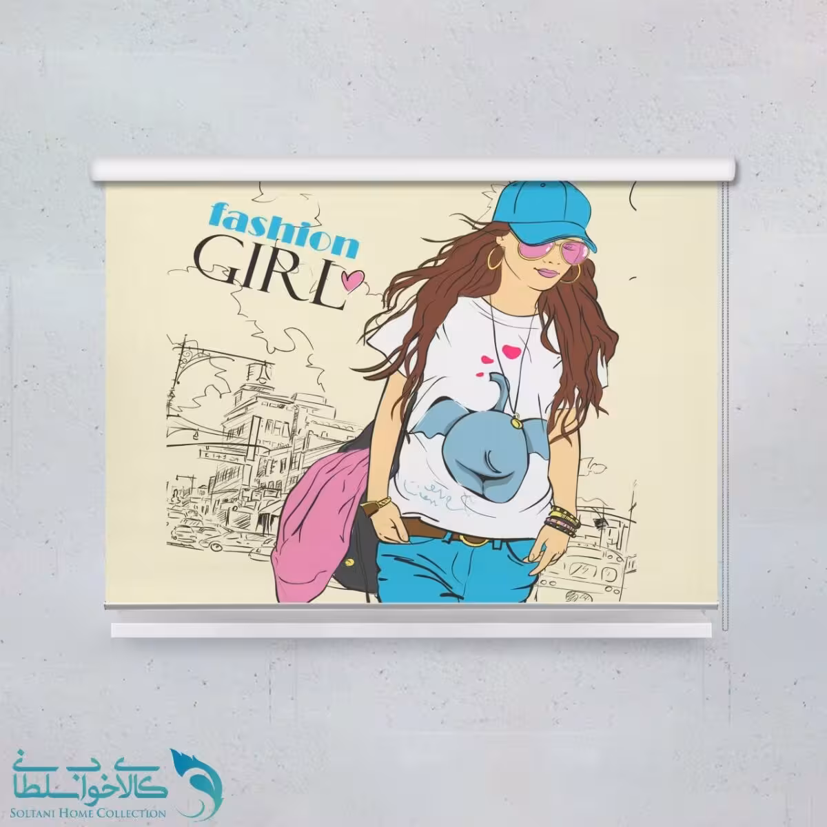 پرده شید اتاق کودک طرح دختر فشن کد A1706