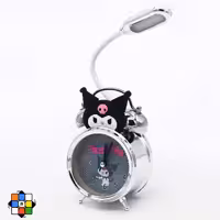 ساعت رومیزی زنگ دار کرومی همراه با چراغ مطالعه