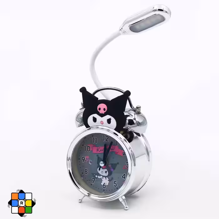 ساعت رومیزی زنگ دار کرومی همراه با چراغ مطالعه