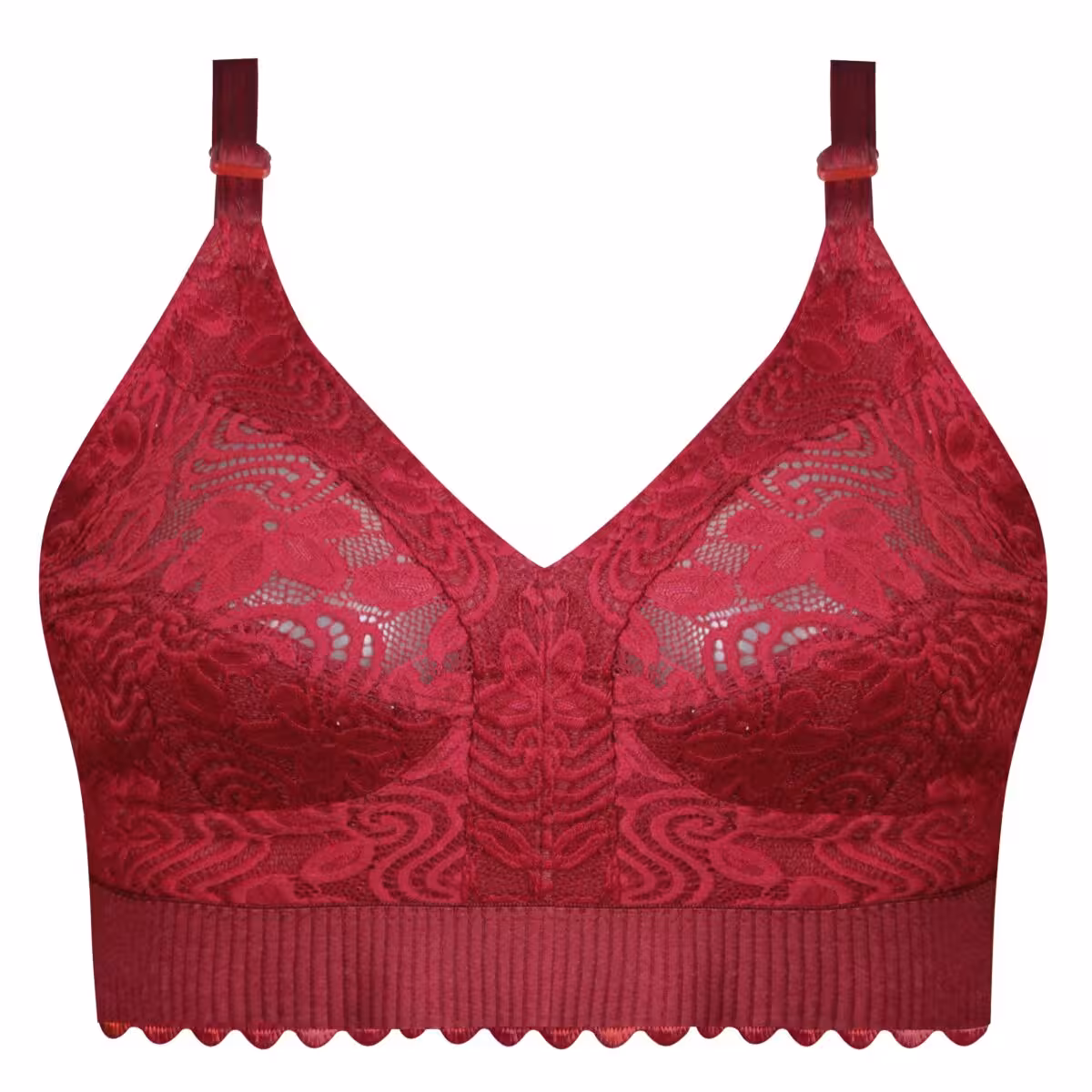 سوتین زنانه دانتل مدل ارکیده کش پهن زرشکی کد 5037