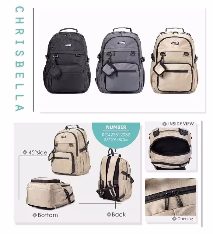 کوله وارداتی پاورکینگ کد KC2032 رنگ طوسی پرنگ سایز 38*20*35