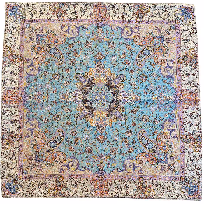 رومیزی مربع ترمه ابریشم کد TRM156